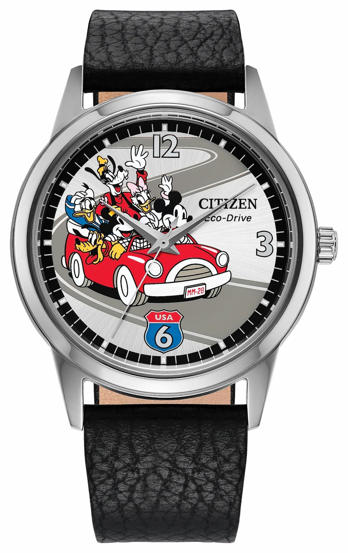 Citizen Sensational Six Road Trip Silver-Tone Dial Leather Strap FE7110-09W