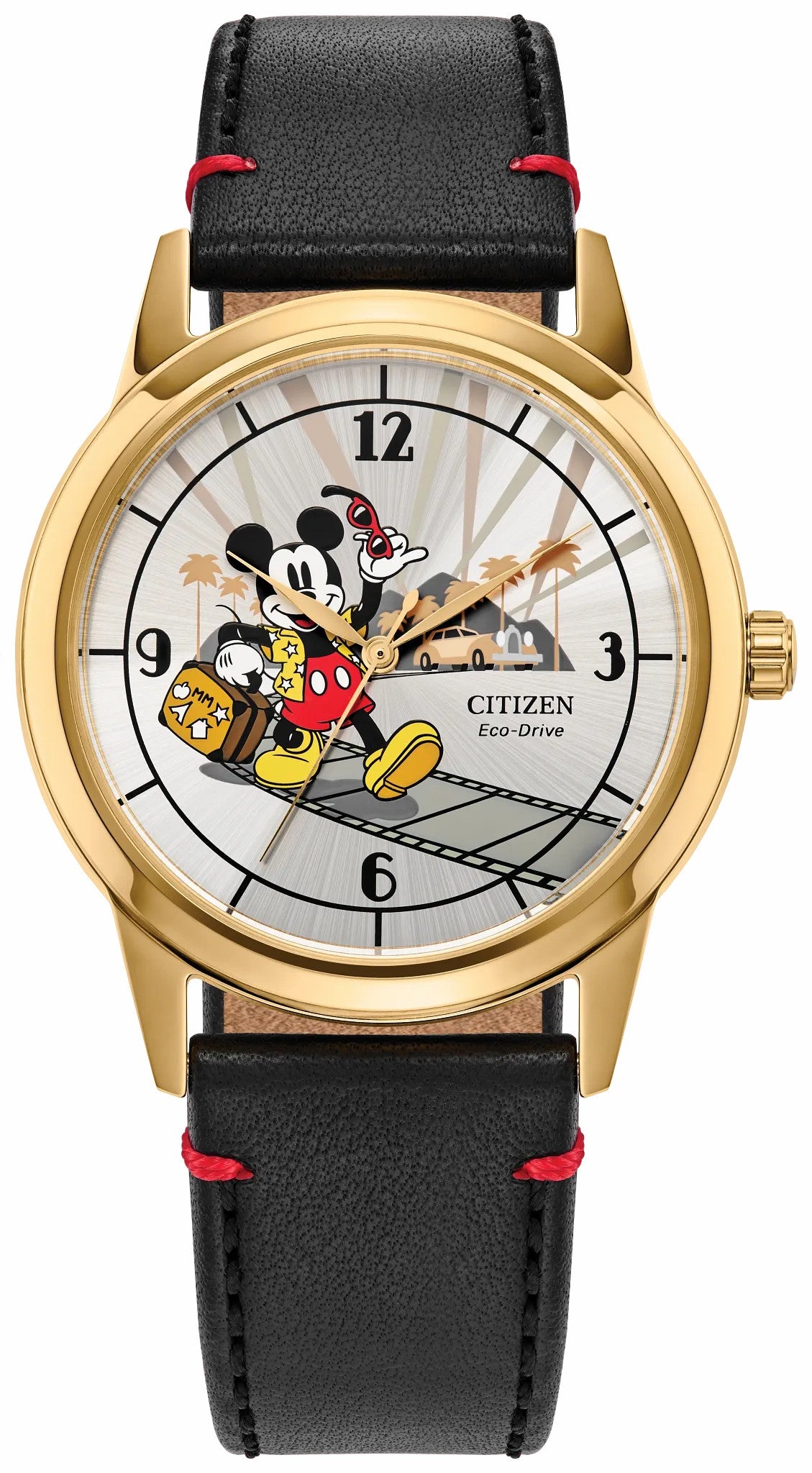 Citizen Mickey Mouse Takes Hollywood Silver-Tone Dial Leather Strap FE7063-07W