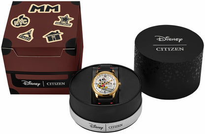 Citizen Mickey Mouse Takes Hollywood Silver-Tone Dial Leather Strap FE7063-07W