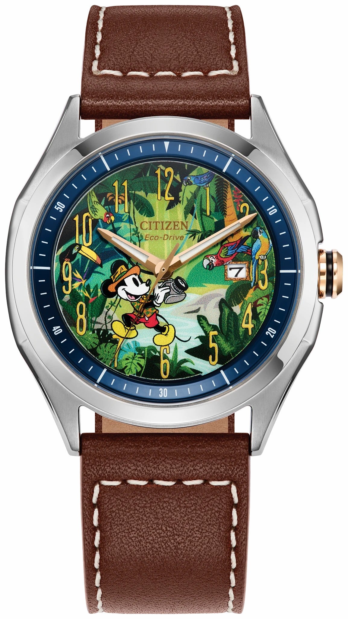 Citizen Mickey Mouse Explorer Green Dial Leather Strap AW1149-06W