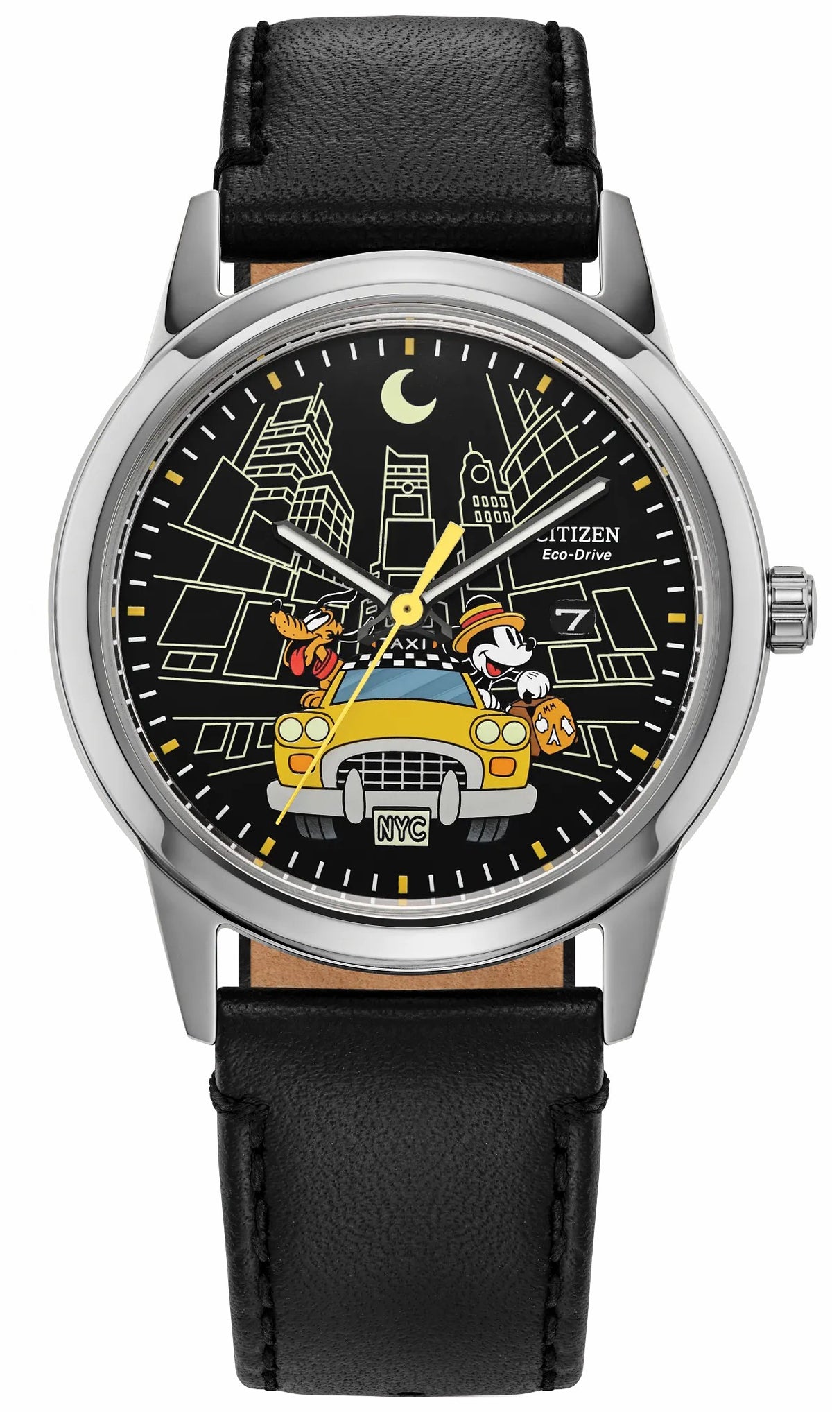 Citizen Mickey Mouse & Pluto Take NYC Black Dial Leather Strap AW1860-01W