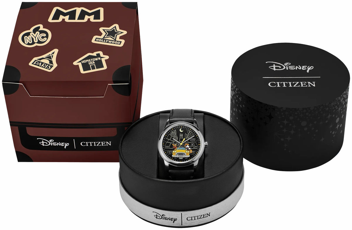 Citizen Mickey Mouse & Pluto Take NYC Black Dial Leather Strap AW1860-01W