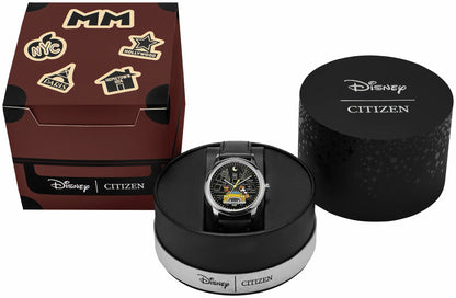 Citizen Mickey Mouse & Pluto Take NYC Black Dial Leather Strap AW1860-01W