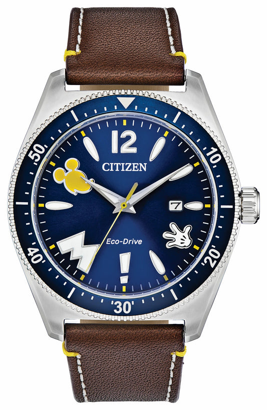 Citizen Mickey Mouse Blue Dial Leather Strap AW1599-00W