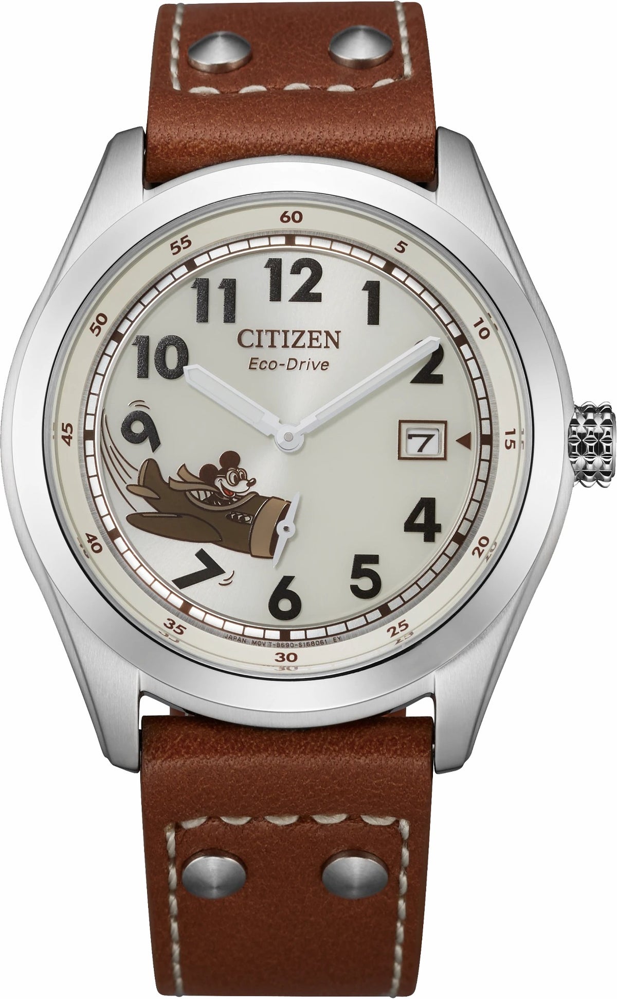 Citizen Mickey Aviator Ivory Dial Leather Strap BV1088-08W