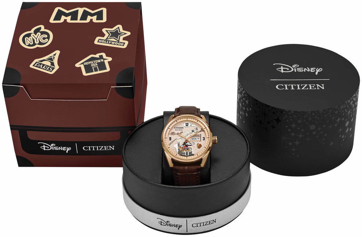 Citizen Hometown Mickey Mouse Beige Dial Leather Strap AW0088-04W