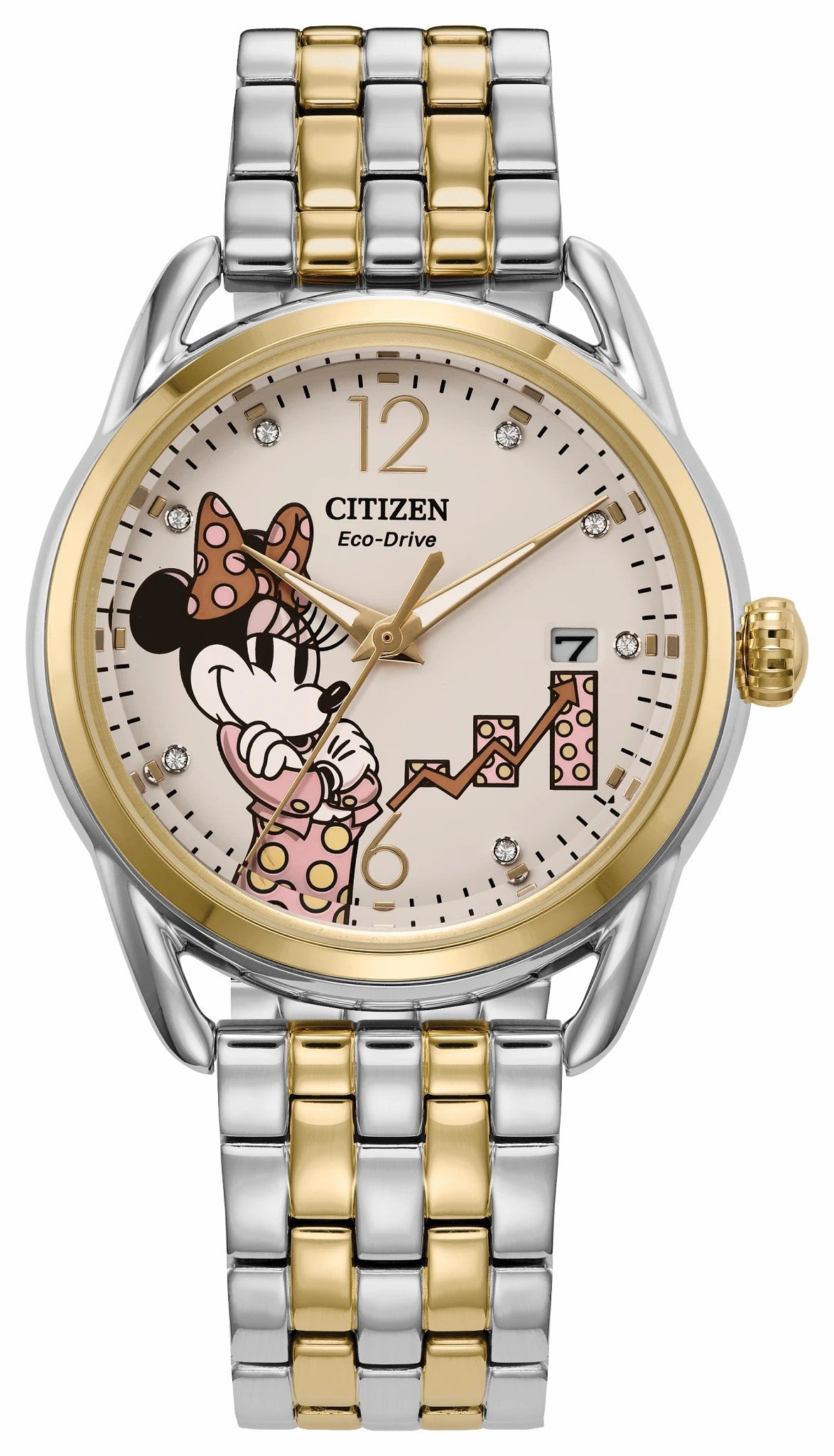 Citizen Empowered Minnie Mouse White Dial Stainless Steel Bracelet FE6084-70W