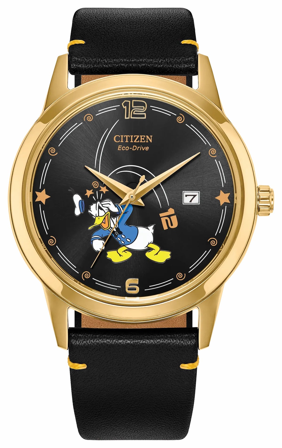 Citizen Donald Duck Seeing Stars Black Dial Leather Strap AW1789-04W