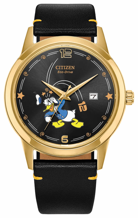 Citizen Donald Duck Seeing Stars Black Dial Leather Strap AW1789-04W