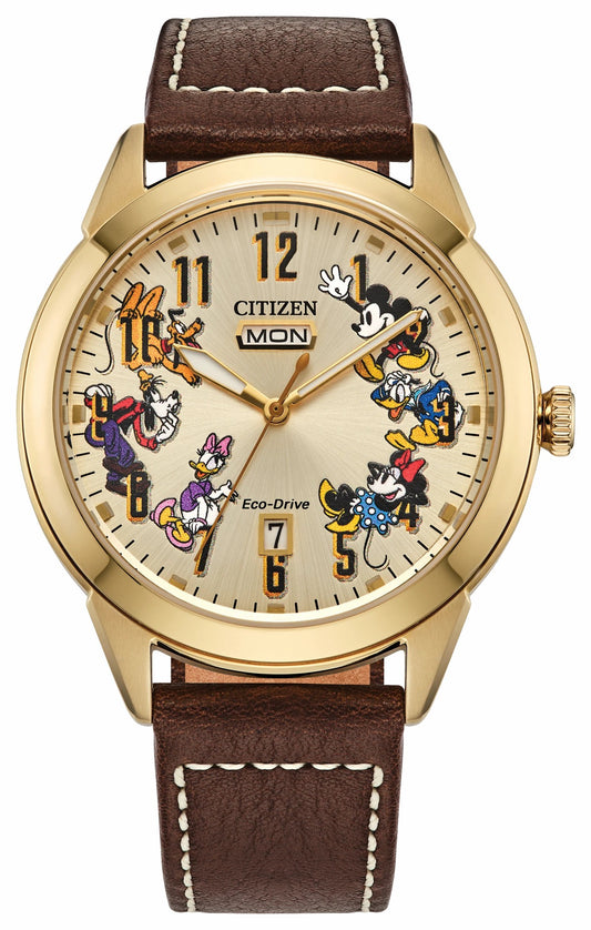 Citizen Donald Duck and Crew Beige Dial Leather Strap AW0093-04W