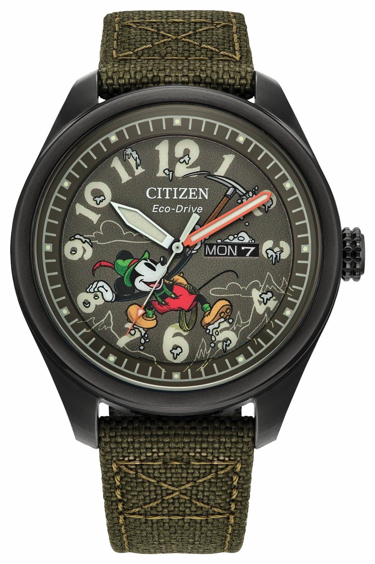 Citizen Alpine Mickey Mouse Green Dial CORDURA® Strap AW0148-47W