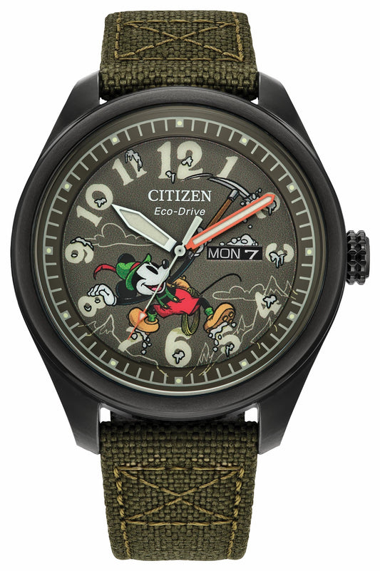 Citizen Alpine Mickey Mouse Green Dial CORDURA® Strap AW0148-47W