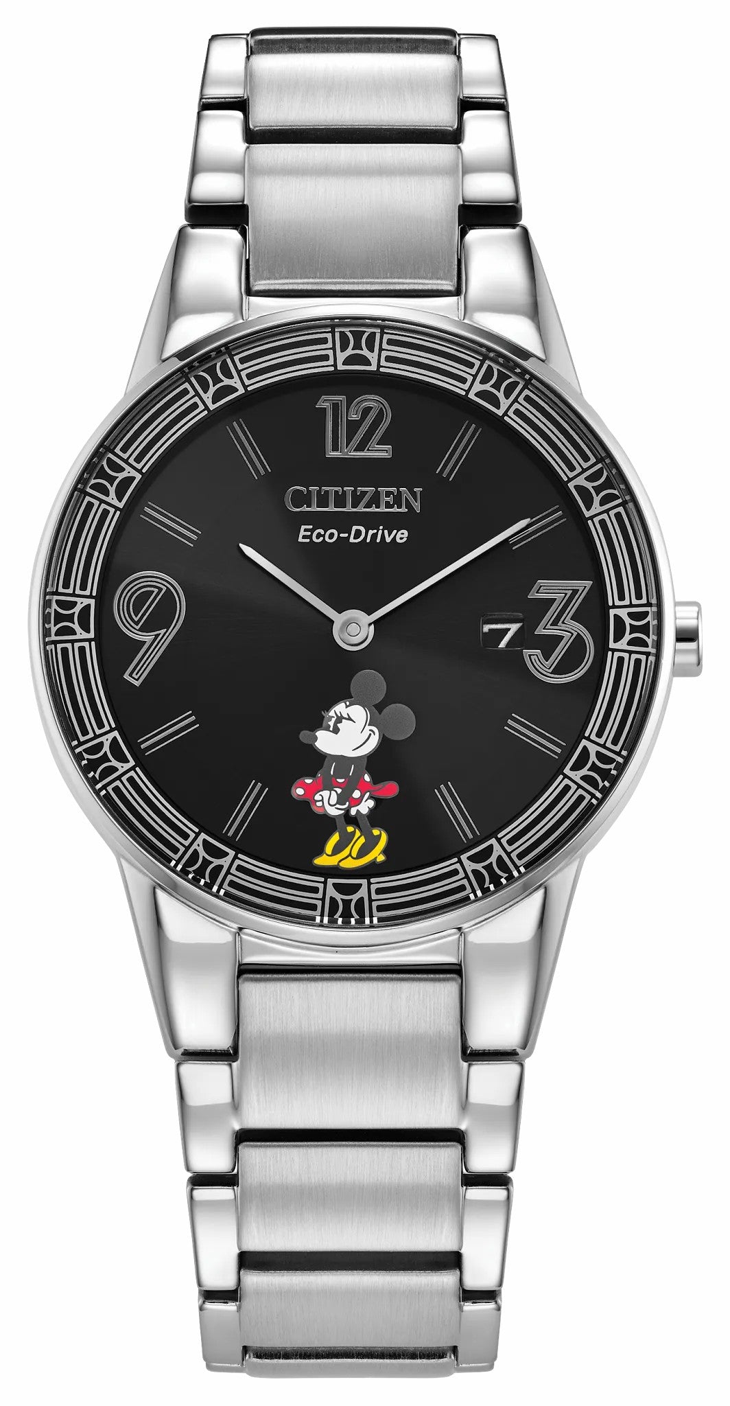 Citizen Minnie Mouse Black Dial Stainless Steel Bracelet GA1071-51W