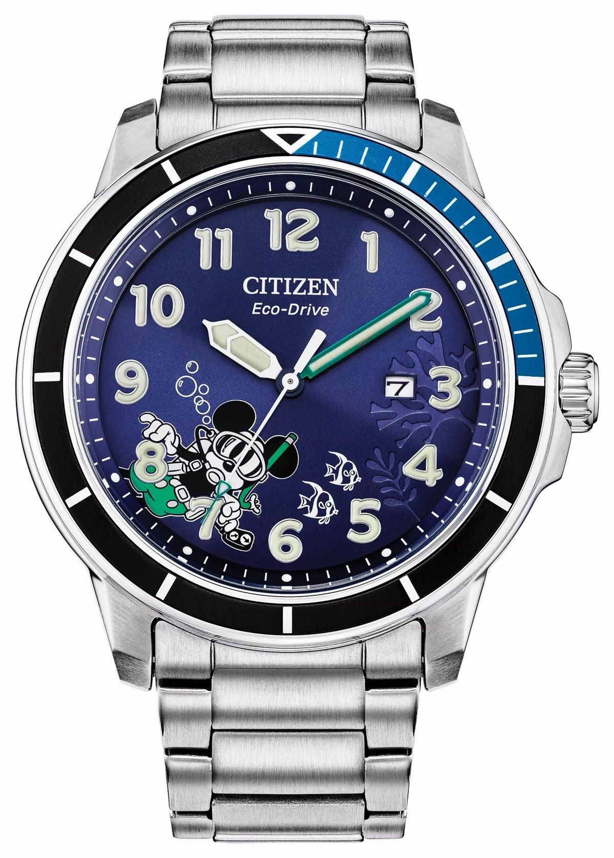 Citizen Mickey Water Sport Blue Dial Stainless Steel Bracelet AW1529-81W