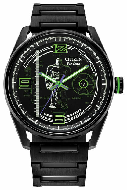 Citizen Hulk, Green Goliath Black Dial Stainless Steel Bracelet BM7675-57W