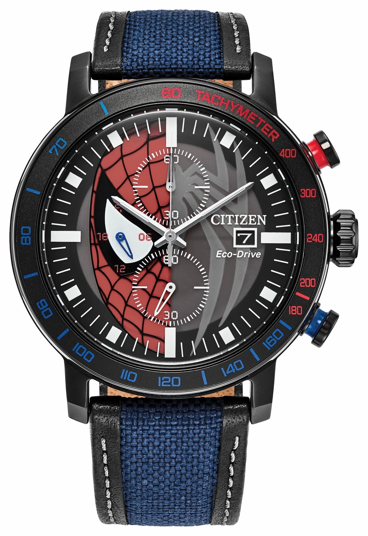 Citizen Spider-Man Double Vision Multiple Dial Nylon & Leather Strap CA0855-47W