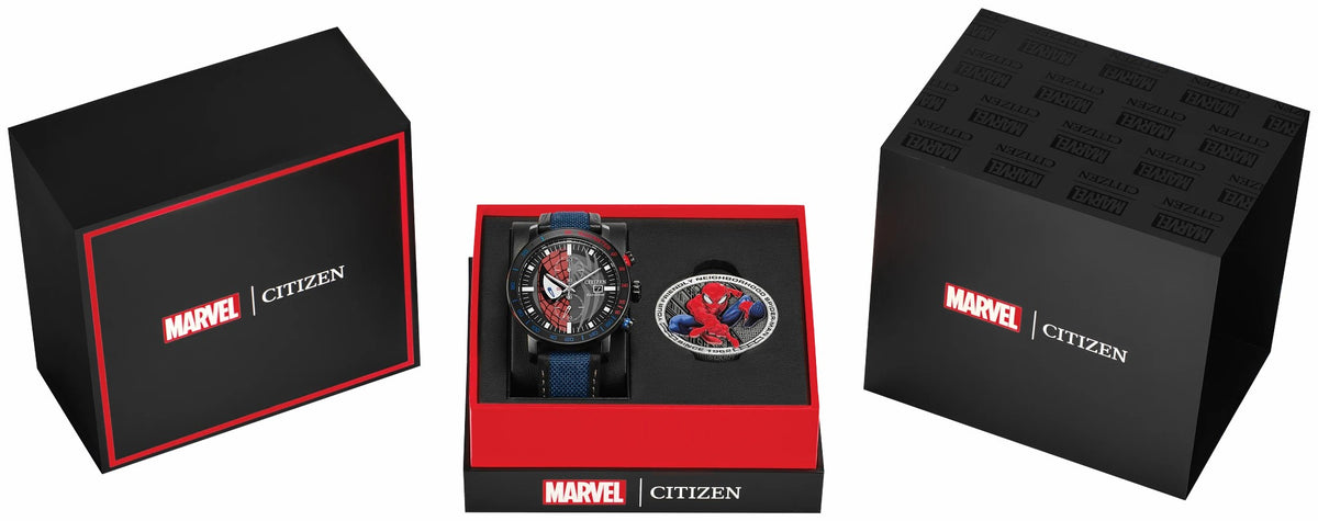 Citizen Spider-Man Double Vision Multiple Dial Nylon & Leather Strap CA0855-47W