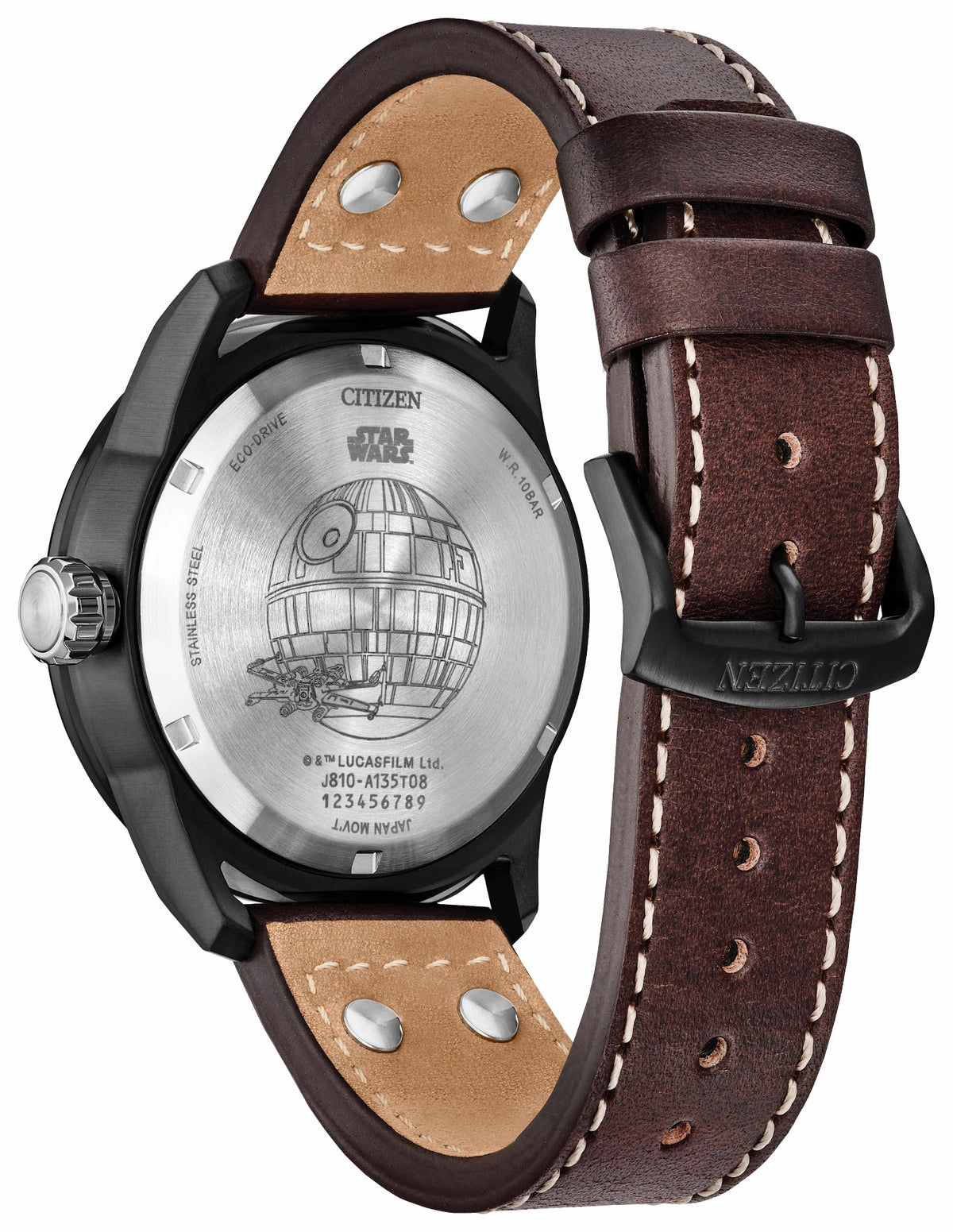 Citizen X-Wing and TIE Fighter Black Dial Leather Strap AW1738-05W