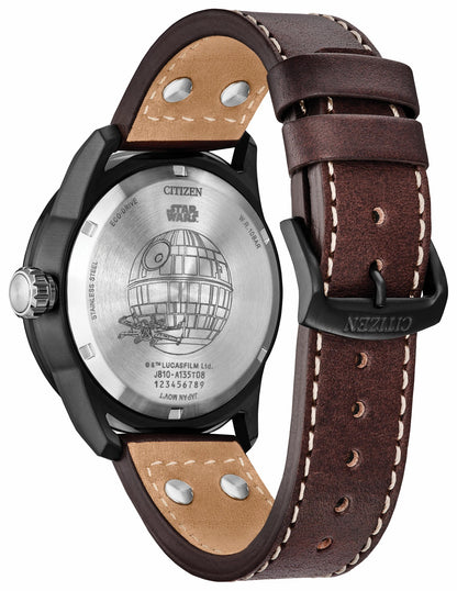 Citizen X-Wing and TIE Fighter Black Dial Leather Strap AW1738-05W