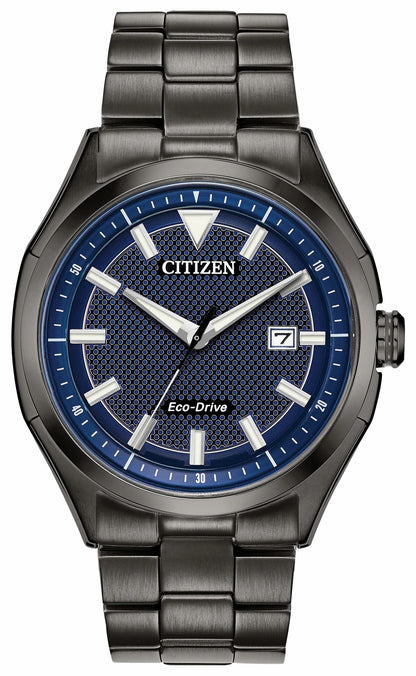 Citizen Citizen WDR Eco-Drive Black Blue Dial Stainless Steel Watch