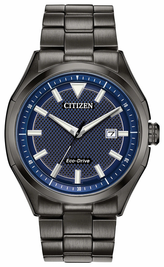 Citizen Citizen WDR Eco-Drive Black Blue Dial Stainless Steel Watch